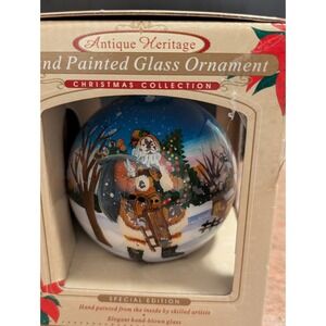 Antique Heritage Hand Painted Special Edition Glass Ornament Santa